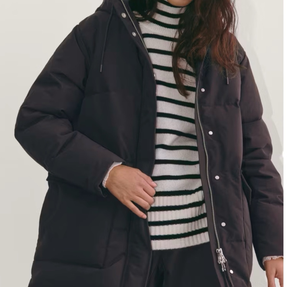 NEW Everlane Renew Long Black Puffer Coat w Hood S - Picture 6 of 16